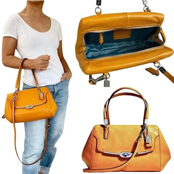 Coach Leather Madison Madeline 25166 Legacy Crossbody Satchel Bag in Saffron - Picture 15 of 16